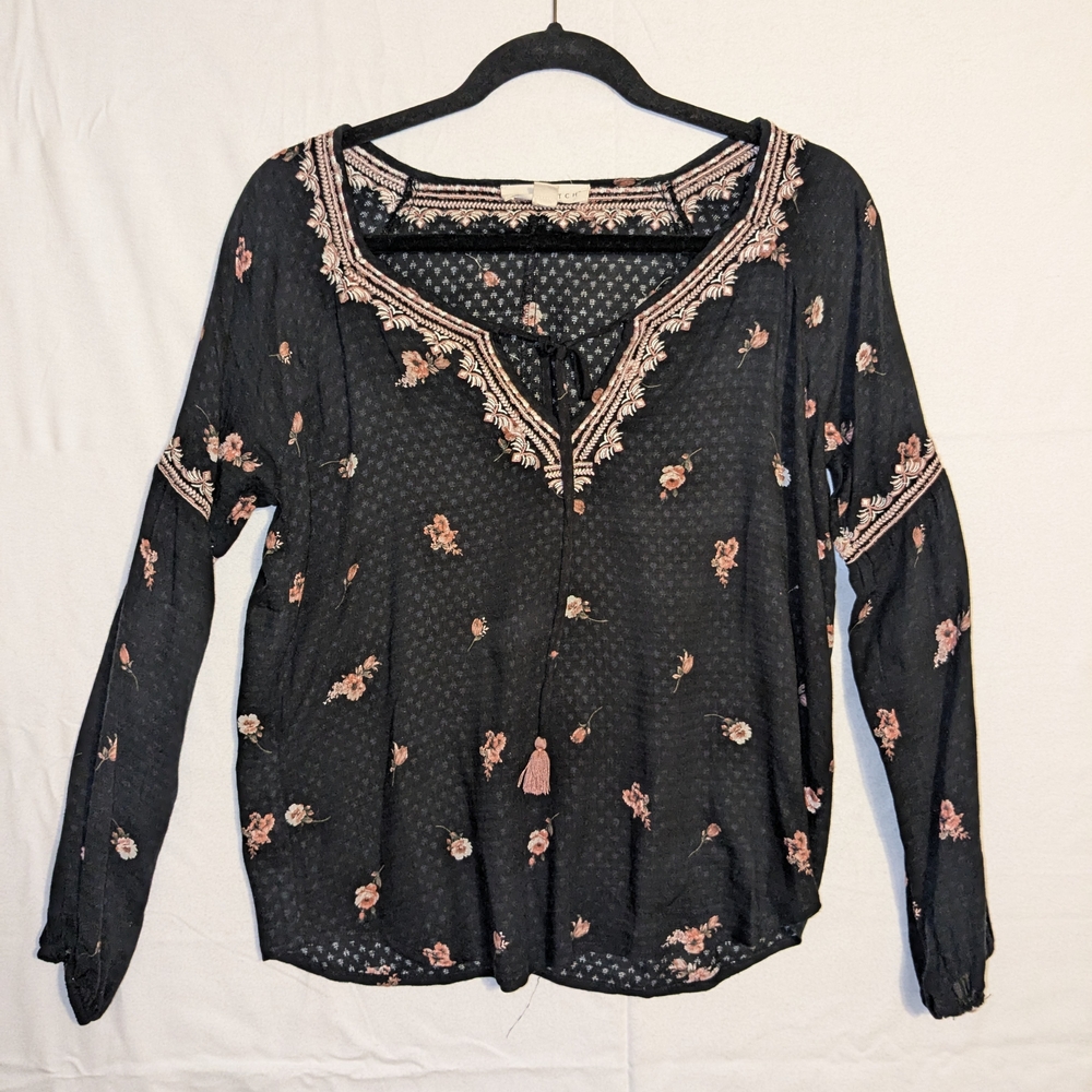 Lovestitch Black Ruffled Long Sleeve Blouse